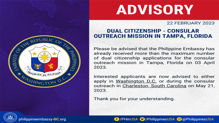 DUAL CITIZENSHIP - CONSULAR OUTREACH MISSION IN TAMPA, FLORIDA