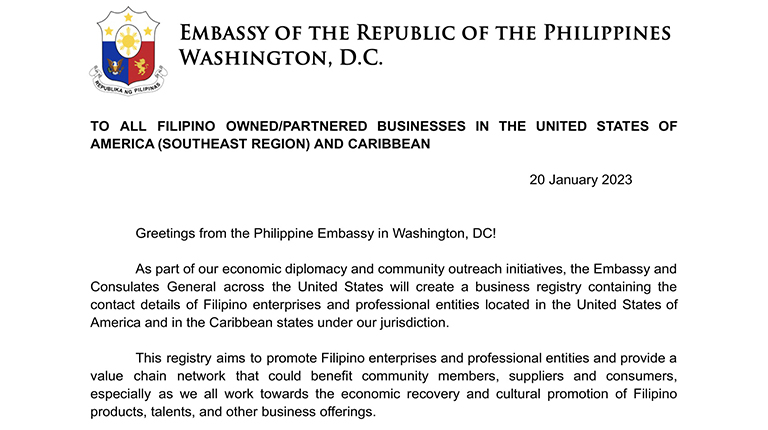 ATTENTION FILIPINO OWNED/PARTNERED BUSINESSES IN US SOUTHEAST AND CARIBBEAN