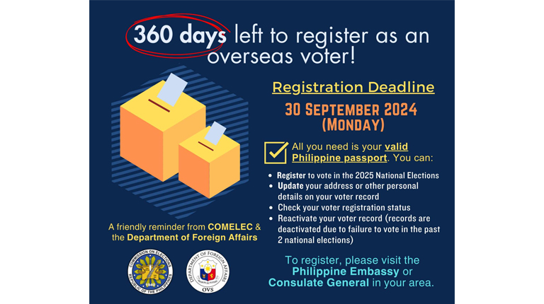 360 DAYS LEFT FOR OVERSEAS VOTING REGISTRATION