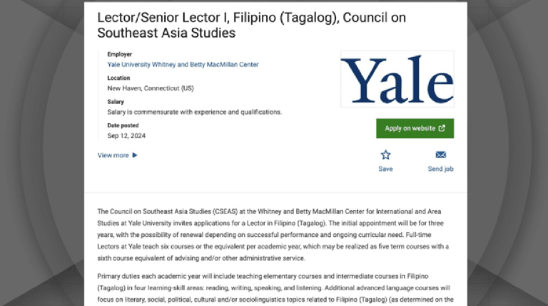 Yale to offer Tagalog classes in Sept. 2025