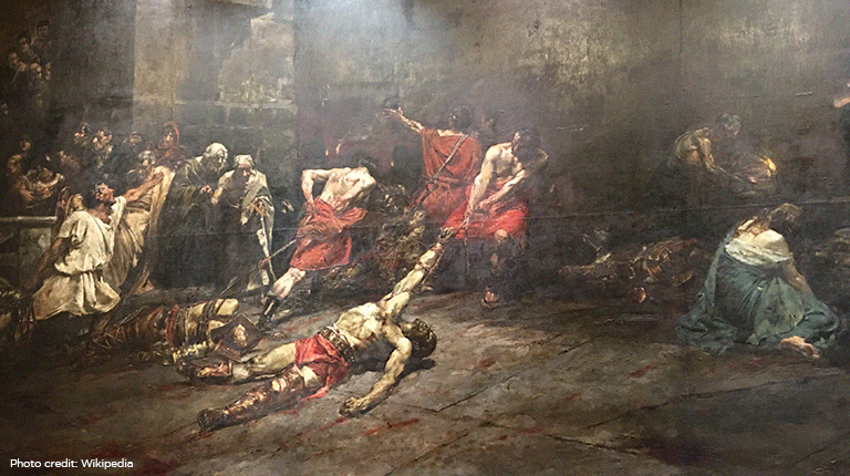 Refers to the great work of famous Filipino painter, Juan Luna.